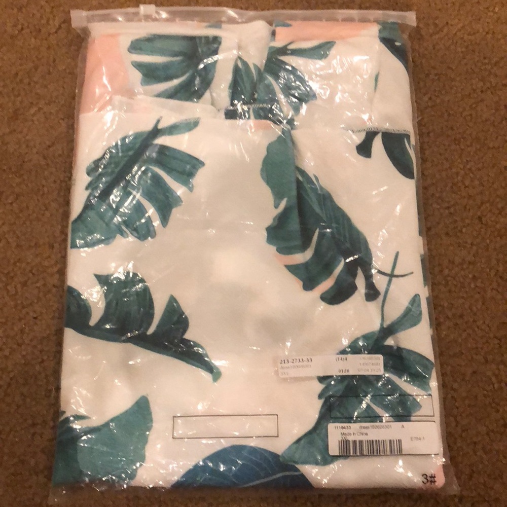 Palm leaf spaghetti strap dress